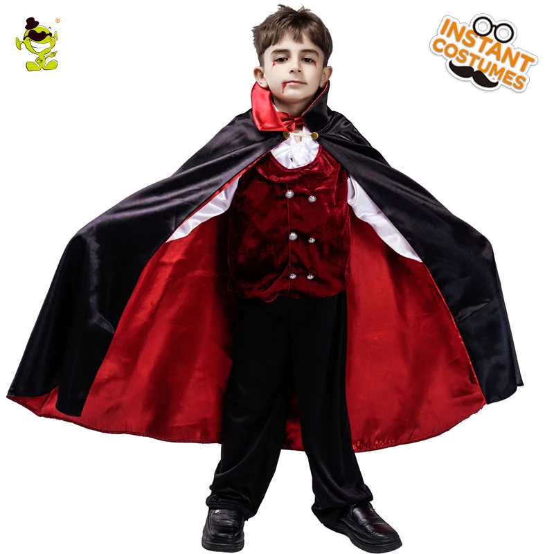

Halloween Kids Vampire Deluxe Costumes Horror Bloody Fancy Dress Outfits with Cape Purim Party Boy Clothing Sets