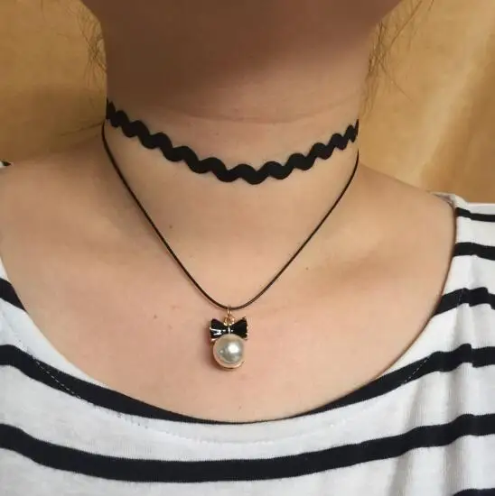 Черная кожаная веревка na363 волнистые чокеры ожерелье в готическом стиле панк