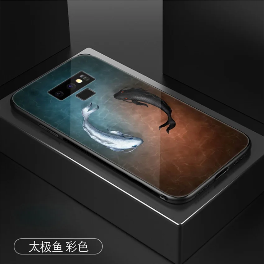 Чехол из окрашенного стекла для samsung galaxy Note 9, чехол из закаленного стекла, ТПУ, противоударный чехол s для samsung Note 8, s9, s8 plus