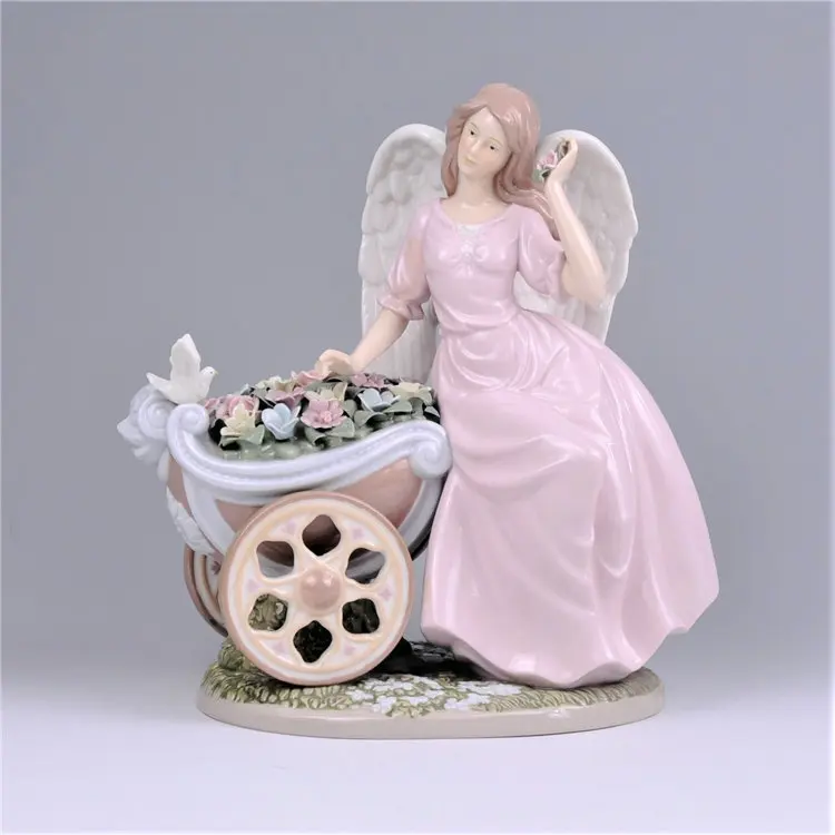 

European-style Hand-painted Ceramic Floats Angels Spanish-style Porcelain Figure Decorative Ornaments