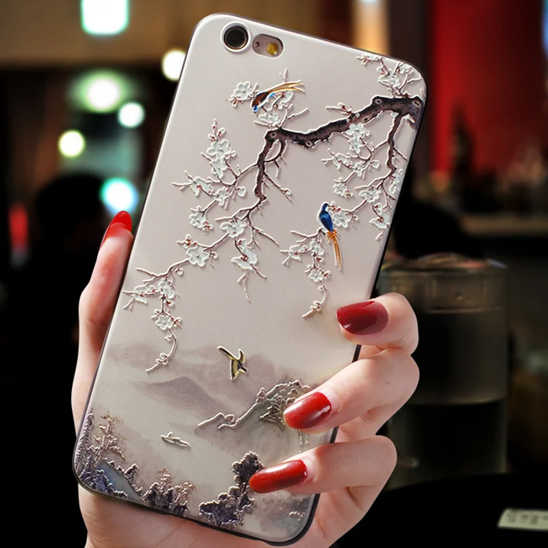 3D с тиснением и изображением Цветочные птицы чехол для iPhone 11Pro X XR XS Max на возраст 6, 8, 7 плюс для samsung Galaxy A50 A40 A60 A70 S8 S9 S10 плюс S10e чехол s