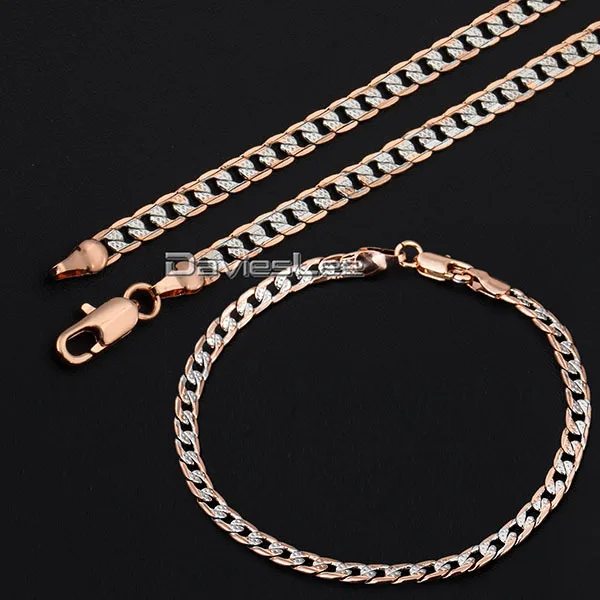 Мужская и женская цепочка 18 36 дюймов/4 мм жёлтое розовое золото|jewelry sets|necklace