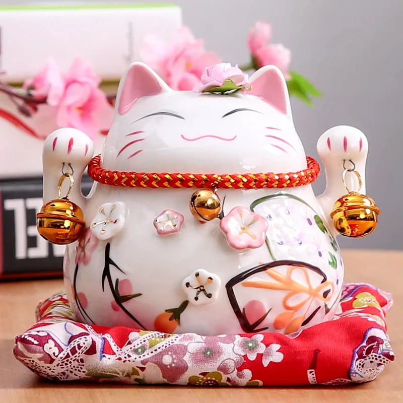 4 5 дюймов Maneki Neko керамический Lucky Cat домашний декор фарфоровые декоративные