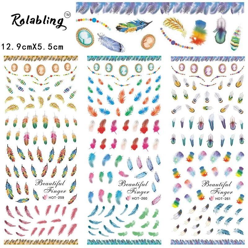Новое поступление разноцветные красивые перья серия наклейка для водяного