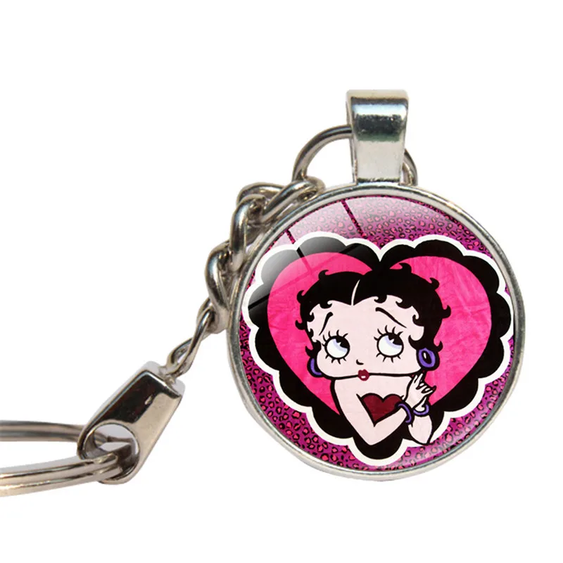 Betty Boop брелки милые девушки 80 винтажные сексуальные женские Брелки стеклянный