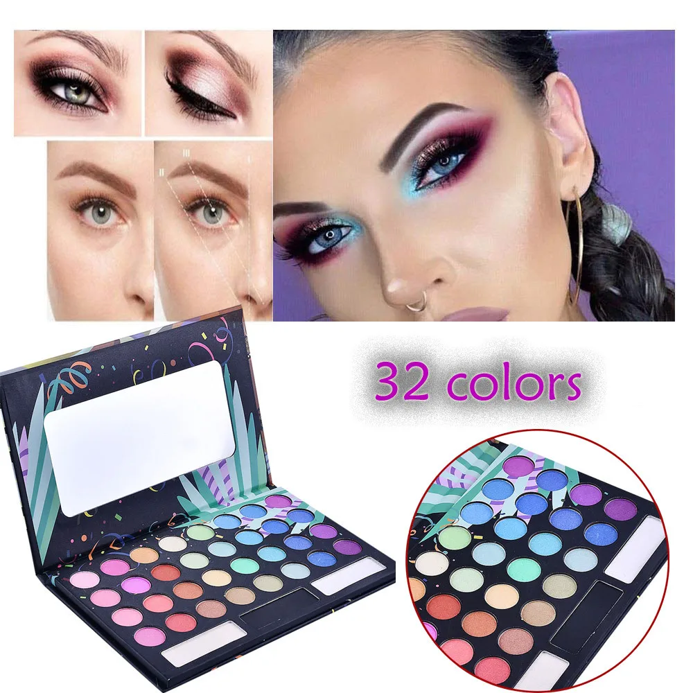 Матовое мерцание 32 цвета массивные тени для век Палитра Blendable Косметика