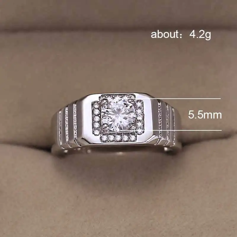 

Huitan Classic Men Ring Wedding Engagement Official Ring For Men With Clear CZ Stone Popular Stylish Anniversary Ring For Men