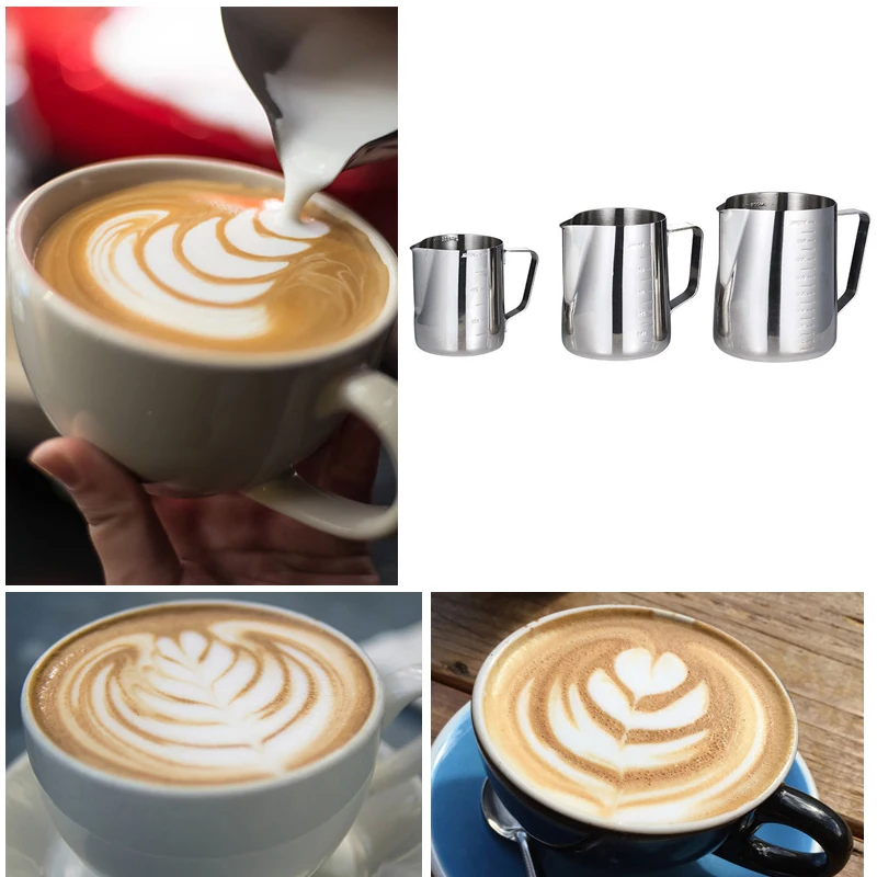 Новый кувшин для кофе и молока плотный ЛАТТЕ из нержавеющей стали со шкалой | Дом