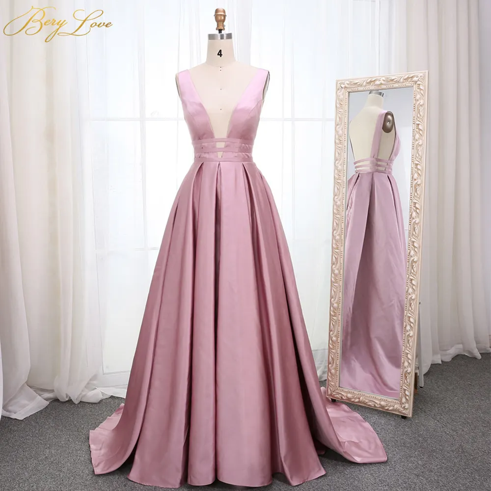 Blush Pink-122 Berylove, сексуальное красное вечернее платье,, элегантное, атласное, вечернее платье, длинное, официальное, Abiye, для выпускного, вечерние платья, vestido longo festa 04010248 - Цвет: Blush Pink-122