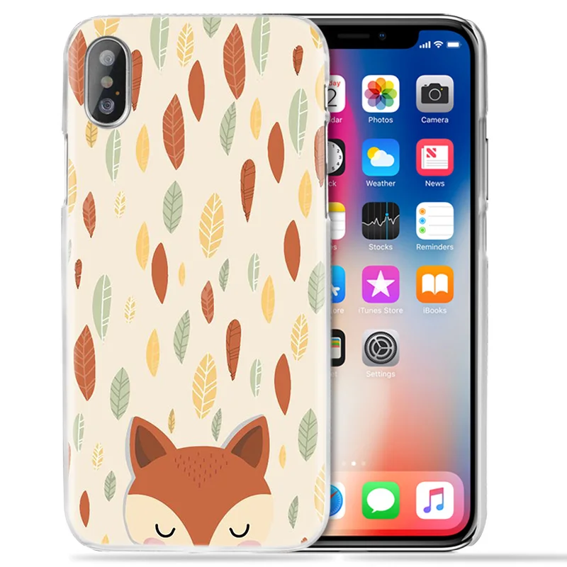 Милый чехол для iPhone XS Max, XR, X, 10, 7, S, 8, 6, 6S Plus, 5S, SE, 5, 4S, 4, 5C, Прозрачный жесткий пластиковый чехол для телефона с милым животным, лисой, чаем