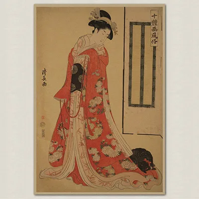 Ukiyoe живопись горничной Винтаж крафт Бумага постер фильма украшения дома гараж