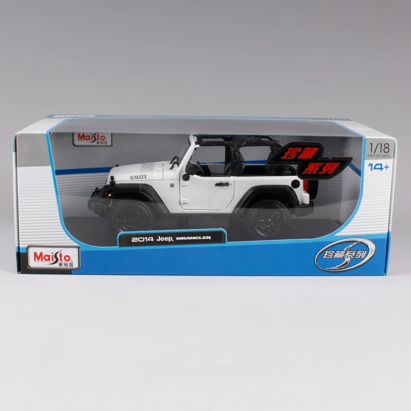 Maisto 1:18 2014 jeep wrangler willys белый красный автомобиль литья под давлением большой