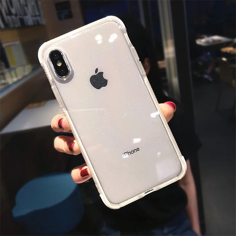 Прозрачный блестящий противоударный чехол для телефона iPhone X XS XR Max 6 6S 7 8 Plus модная