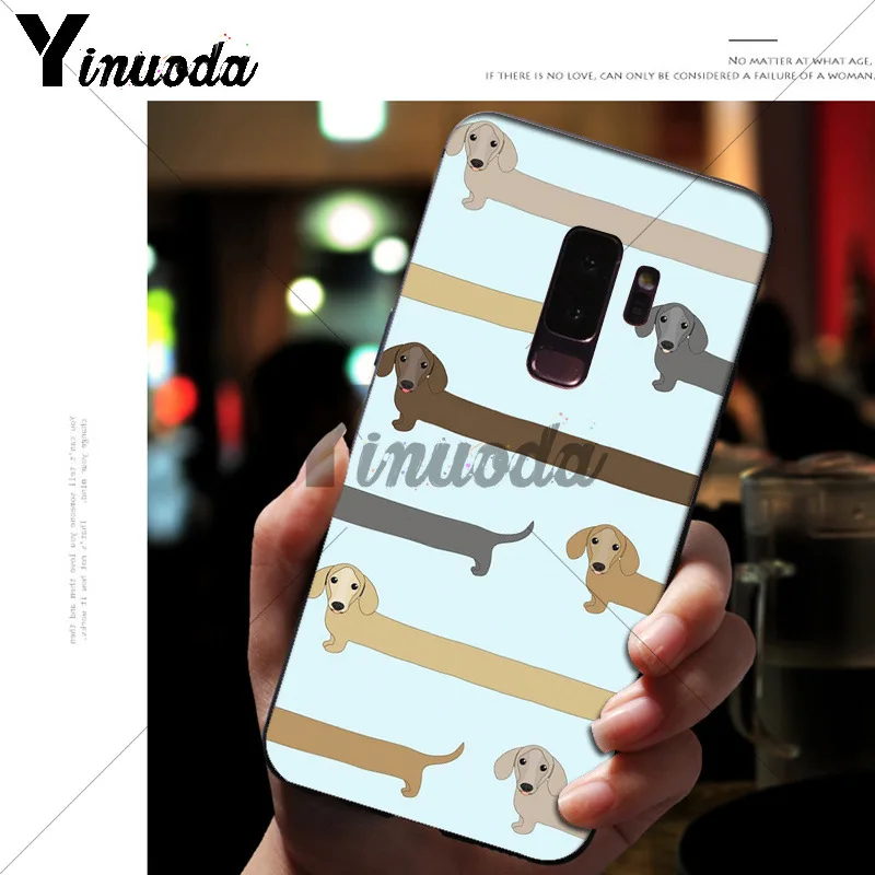 A4 Yinuoda Animals Dogs Dachshund Black Soft Shell Phone Cover for Samsung S9 S9 plus S5 S6 S6edge S6plus S7 S7edge S8 S8plus - Цвет: A4