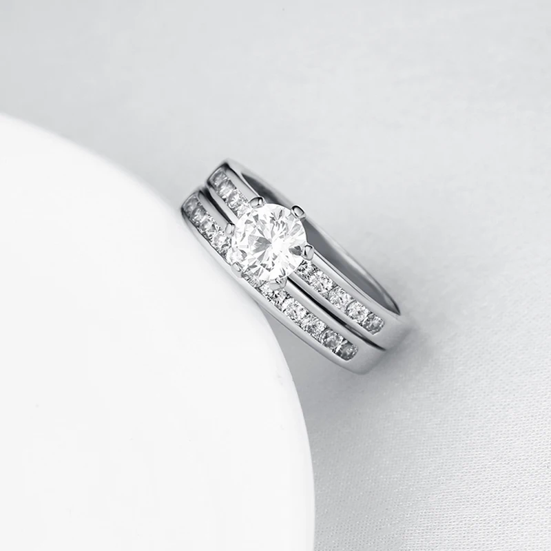 Чистый снег Новая мода Круглый Обручальные кольца Свадебные Наборы для ухода за