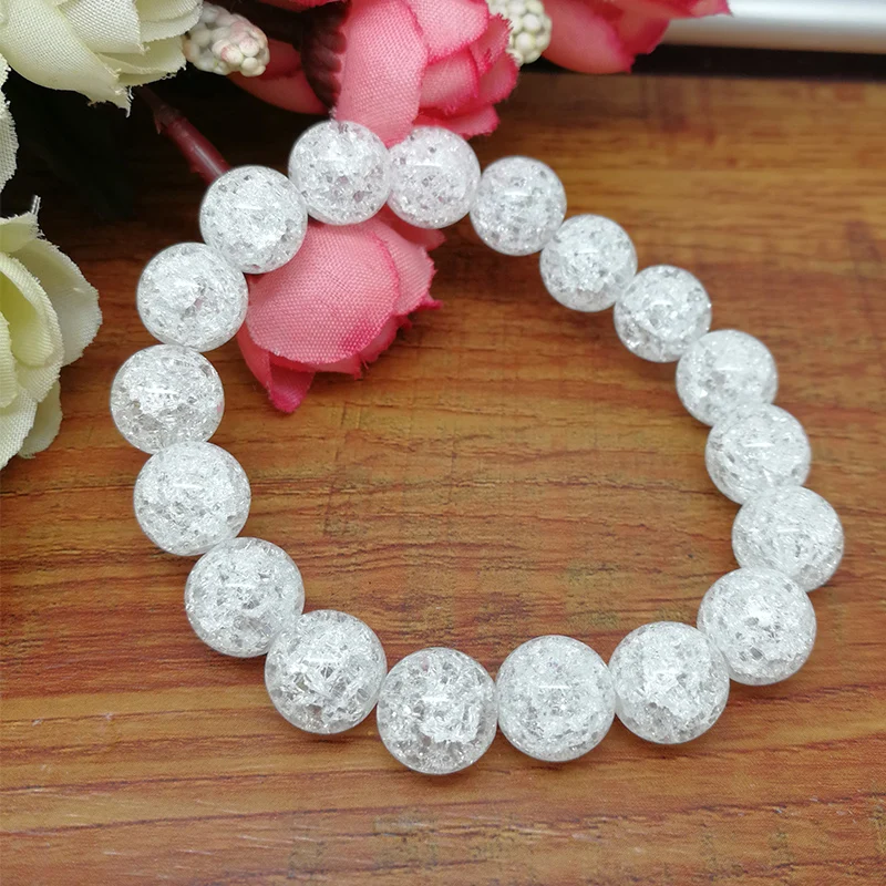 Новая мода белоснежные бусины с эффектом трещин браслет 8/10 мм Круглый бисер