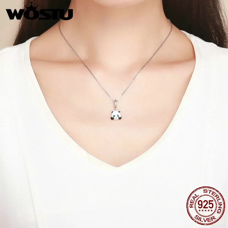 WOSTU Pure 925 Sterling Silver Cute PanFN Animal Beads Fit Charm Bracelet Necklace Pendant For Women Jewelry Gift FIC1096 | Украшения и
