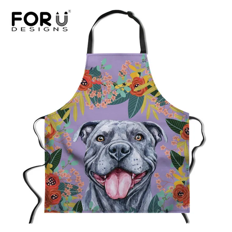 L4943R FORUDESIGNS/фартук для приготовления пищи с розовым цветочным принтом кошки и собаки, фартук для приготовления пищи с защитой от масла на кухне, нагрудник для приготовления пищи, фартуки для женщин и мужчин, для выпечки - Цвет: L4943R