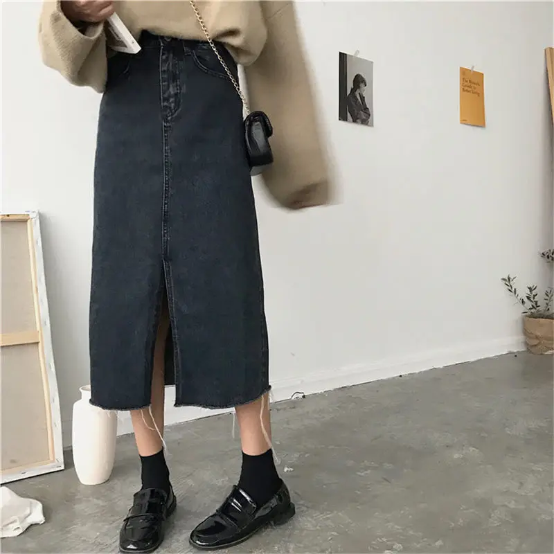 Новинка весна лето 2019 карманы на молнии высокая талия до середины икры тонкий