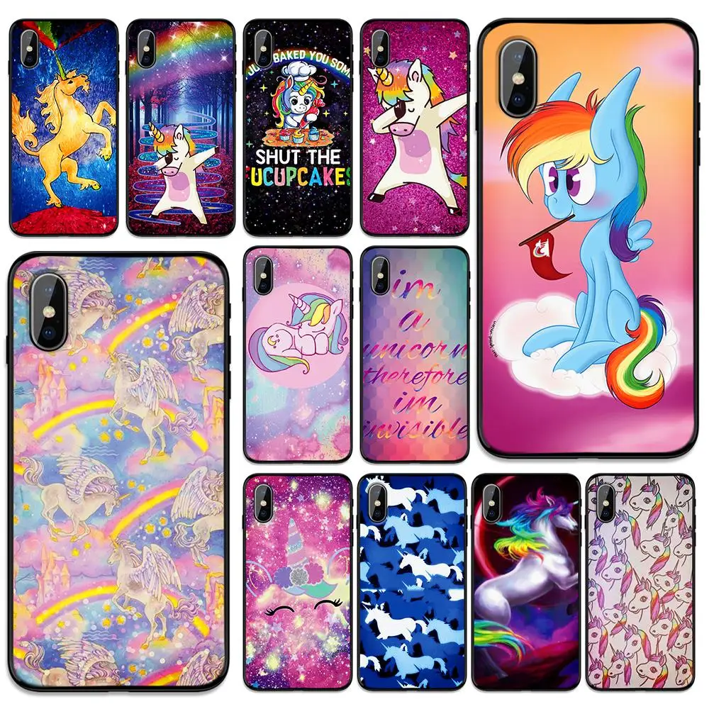 Мягкий чехол из ТПУ с радужным единорогом для Apple iPhone 6 6S 7 8 Plus 5 5S SE X XS MAX XR