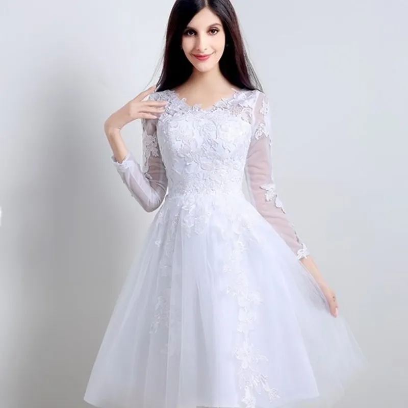 Ruthshen Короткие дешевые платья для выпускного 2018 новый с длинными рукавами Тонкий V