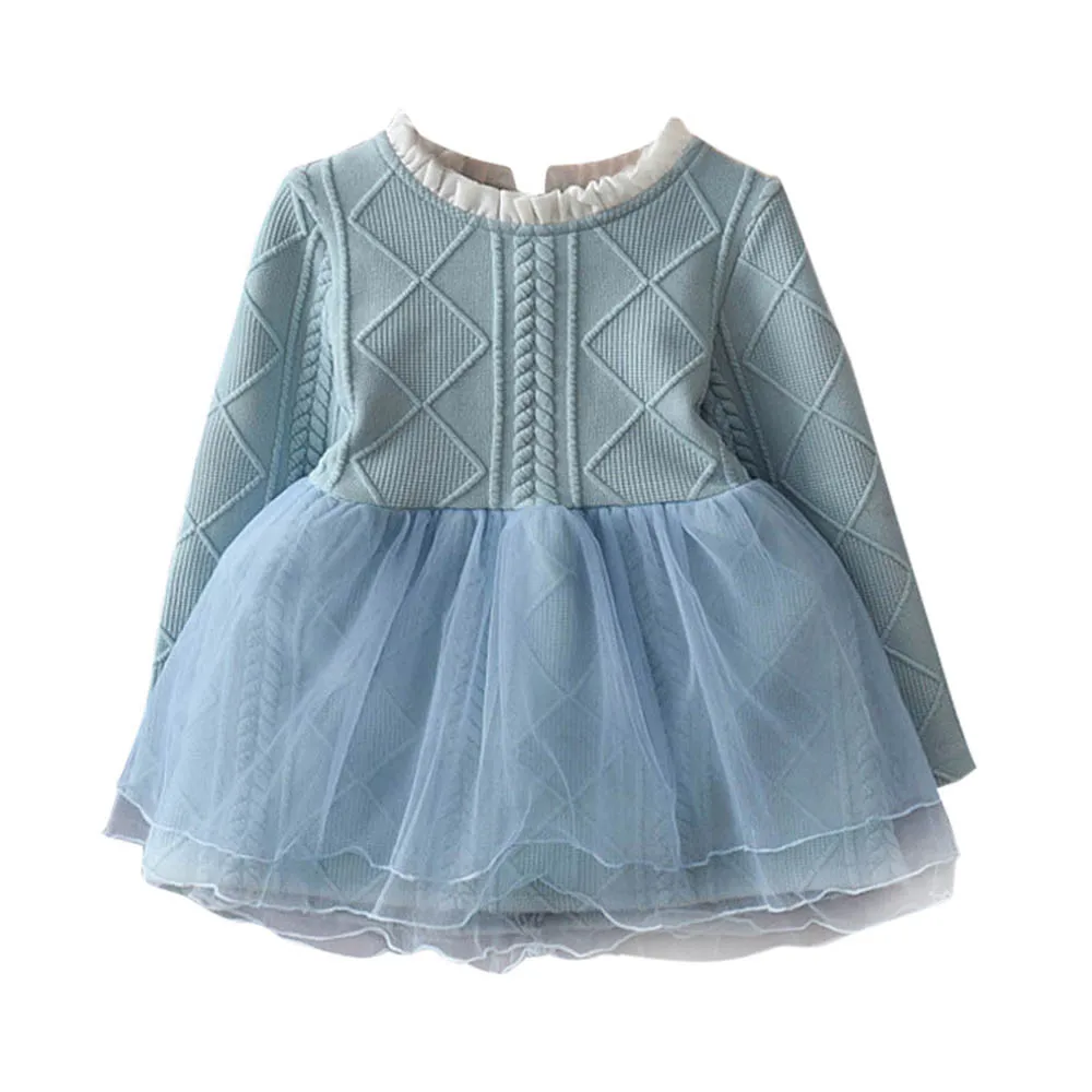 Autumn baby clothes for girls school Dress girl Kids Knitted Sweater Winter Pullovers Crochet Tutu New Year | Детская одежда и