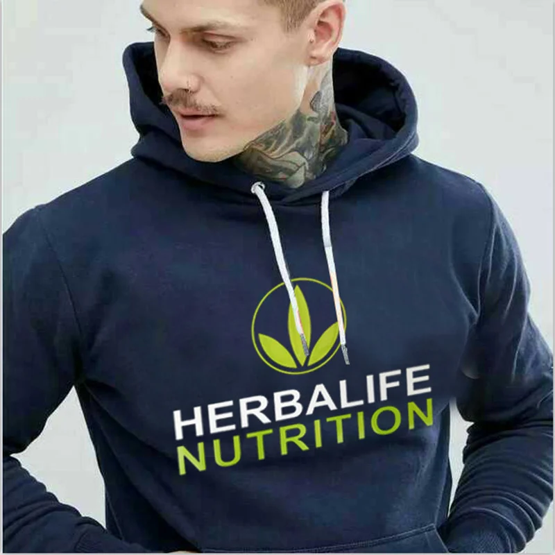 Herbalife питательная толстовка с принтом для мужчин и женщин зеленый логотип Herbalife графические толстовки спортивные куртки Пальто Harajuku свитера - Цвет: Тёмно-синий