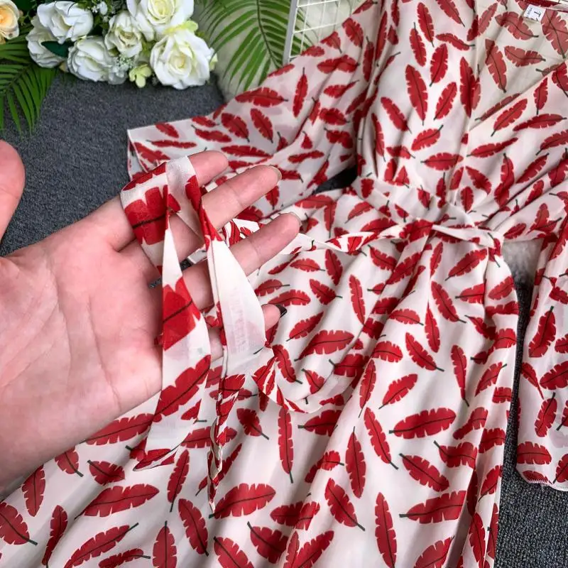 Новый 2019 Для женщин летний бохо стиль сексуальное обвязанное платье с v образным