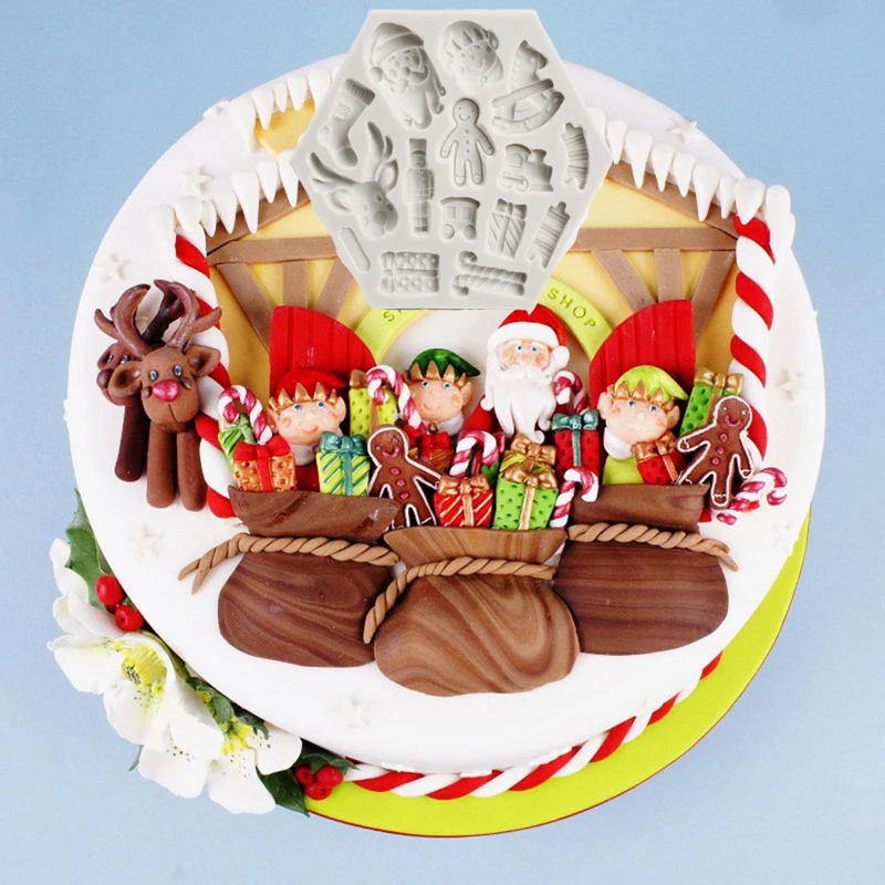 Рождественская силиконовая форма Снеговик помадка формы для украшения торта