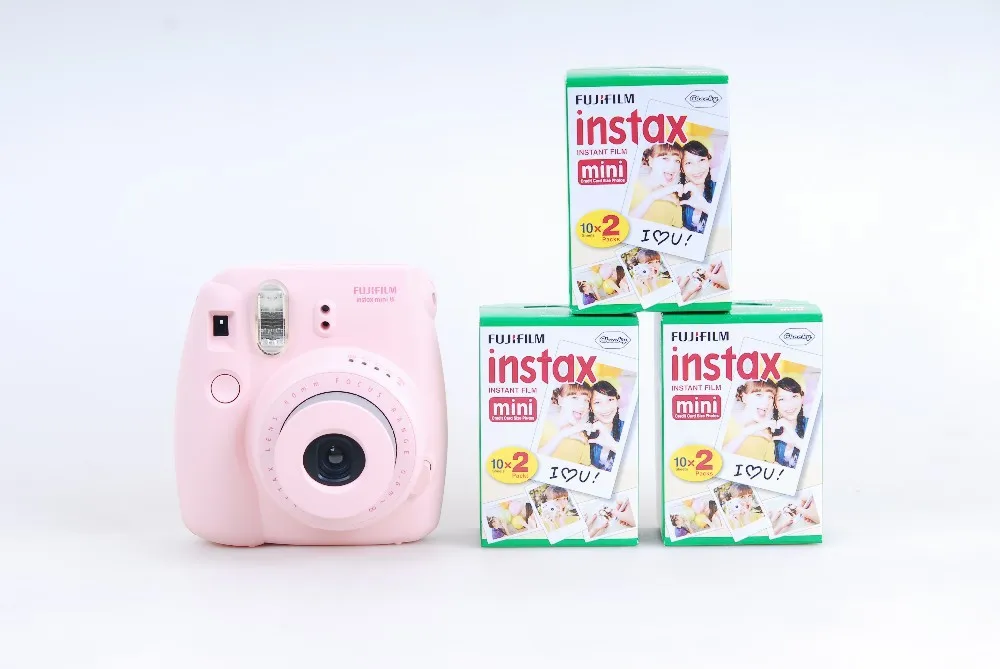 Новый Fujifilm Instax Mini 8 Розовый Мгновенной фотографии + 3 Коробки Мини Фильм Две Пачки