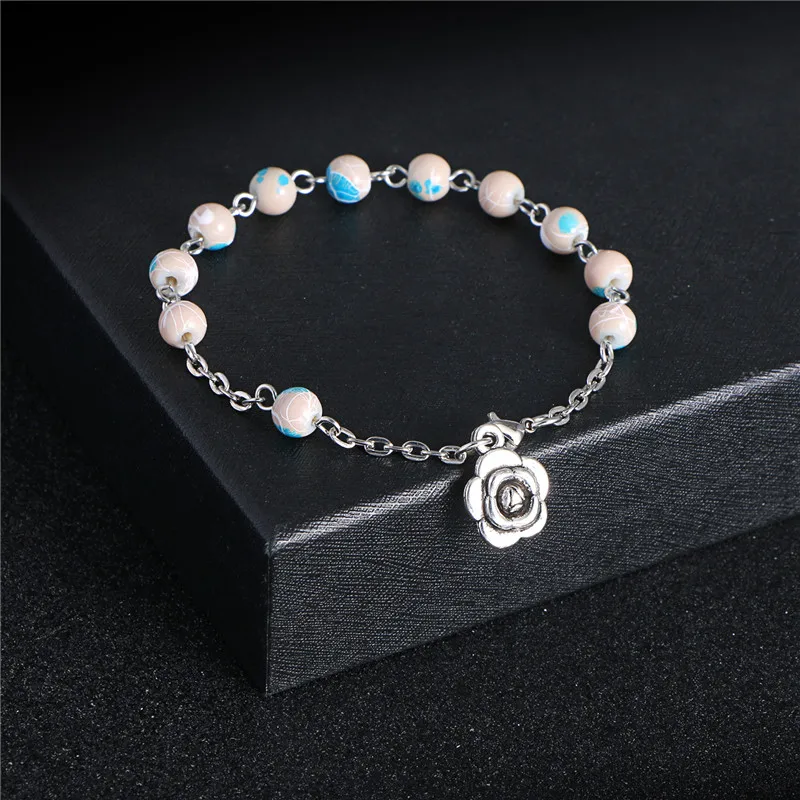 Коми Новая мода ручной крест кулон Керамика браслет из ожерелья и бисера Набор