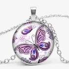 Ожерелье с подвесками в виде бабочки, подвески из стекла с цветными драгоценными камнями, ожерелья, цепочка для свитера, 3 цвета