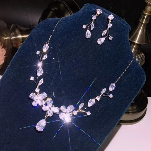 Модные дизайнерские Медь Jewelry 3A кубического циркония праздничный комплект |