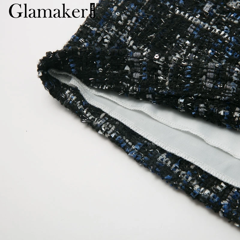 Glamaker, сексуальное облегающее твидовое короткое платье в стиле пэчворк, женское осеннее платье с длинным рукавом, элегантные женские вечерние платья для клуба, зимнее платье