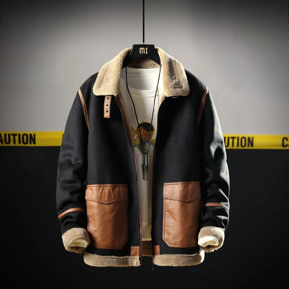 Повседневное Мужское пальто большого размера мех плюс бархатная теплая куртка