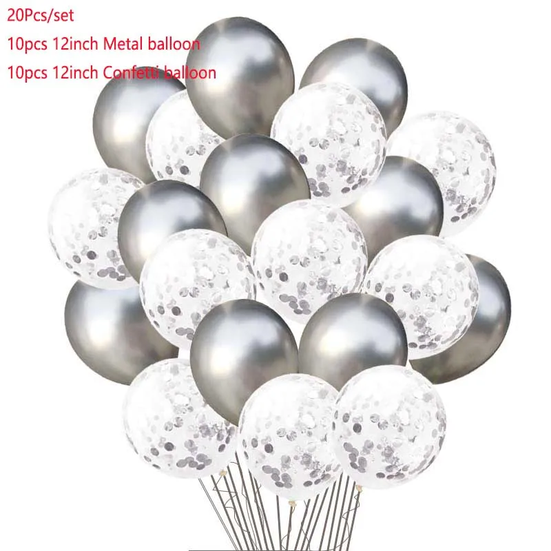 Metal confetti Sl 20 шт./лот, зеленые шары, металлические шары на день рождения, свадьбу, воздушный шар "Конфетти", украшение для дня рождения, для детей, взрослых, шары из латекса 7MZ - Цвет: Metal confetti Sl