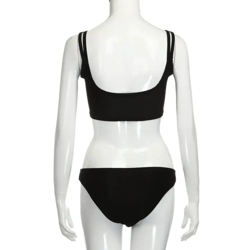 Сексуальный женский купальник черный 2018 Повседневный бюстгальтер комплект