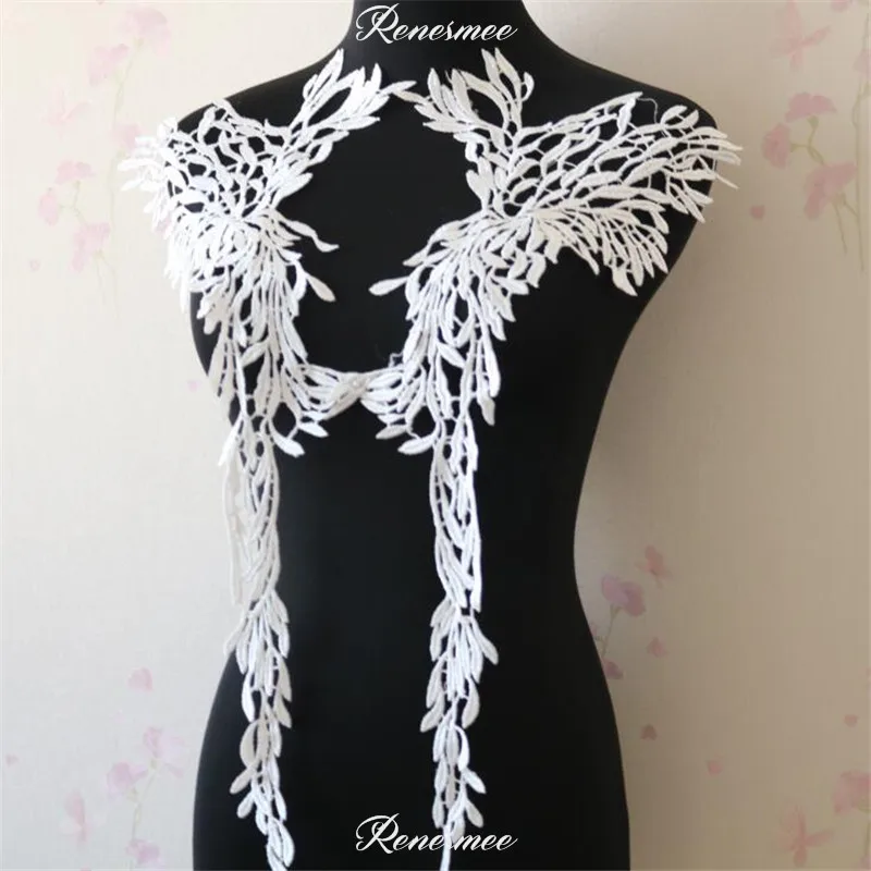 2 пары Кружевная аппликация цвета слоновой кости для свадебных платьев 57X21cm SX208 |