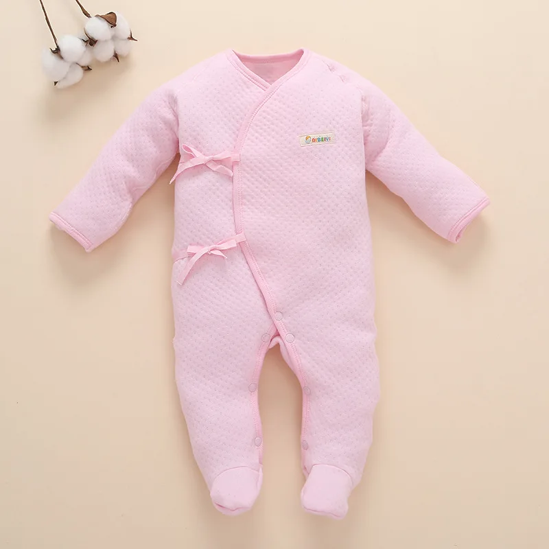 -Одежда для малышей Пижама с манжетами Хлопковая однотонная Мягкая Милая одежда