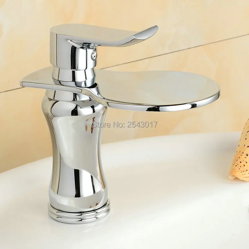 Ванная комната смеситель для умывальника дизайн широкий рот хром готовой
