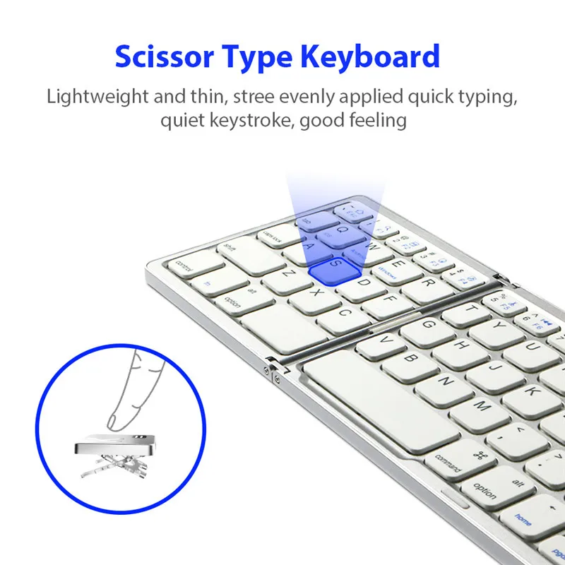 B033 Twice Folding Bluetooth Keyboard Rechargeable Wireless Slim Portable Foldable Touchpad Keypad for ipad Tablet PC | Компьютеры и