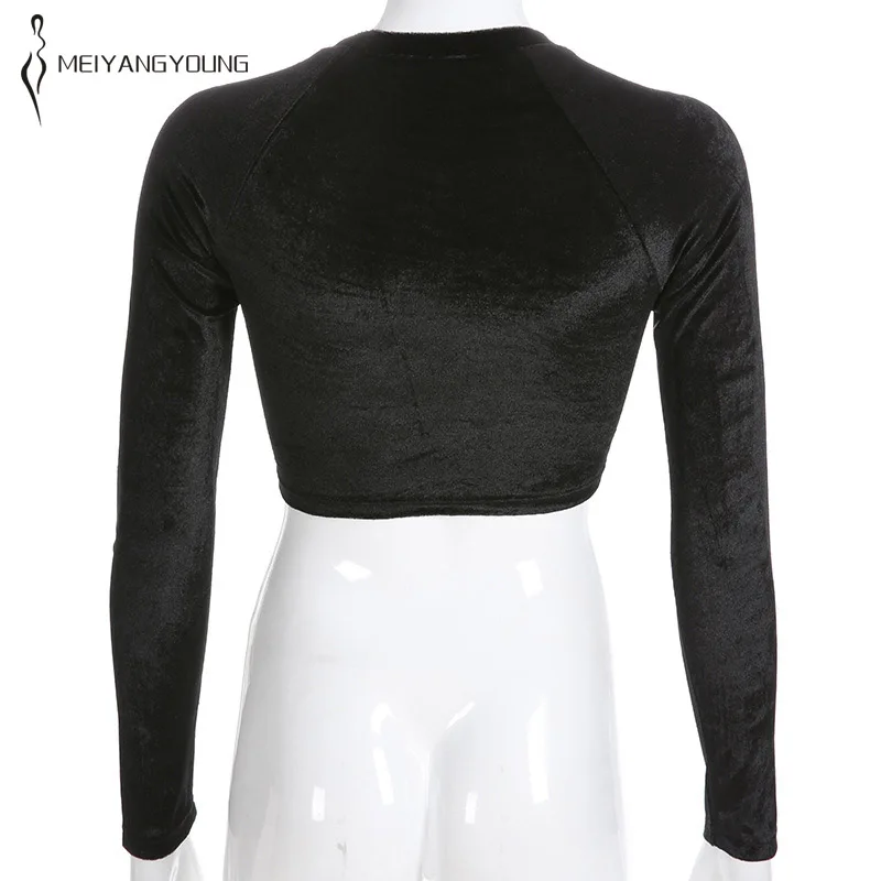 2019 Осень Черный готический Для женщин длинным рукавом и литерным принтом