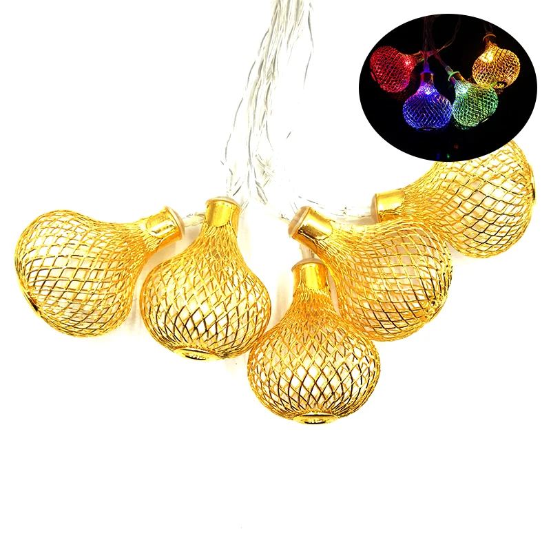 Lantern Holiday Lighting Gold Color Metal LED Strings AA Fairy Lamps Indoor Party Wedding Girl's Room Decoraton Lights IY310224 | Лампы и