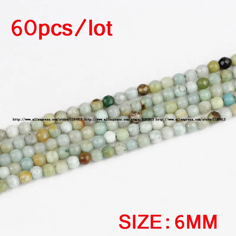 6MM 60pcs JHNBY граненый Амазонит бусины Натуральный Камень руды круглые бусины мяч 6/8/10 мм Ювелирные изделия из жемчуга браслет ожерелье аксессуары "сделай сам" - Цвет: 6MM 60pcs