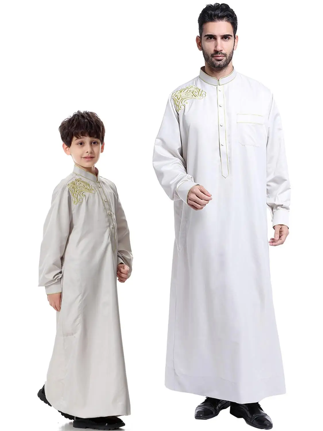 Арабская Мужская одежда для родителей и детей мусульманское платье с вышивкой в