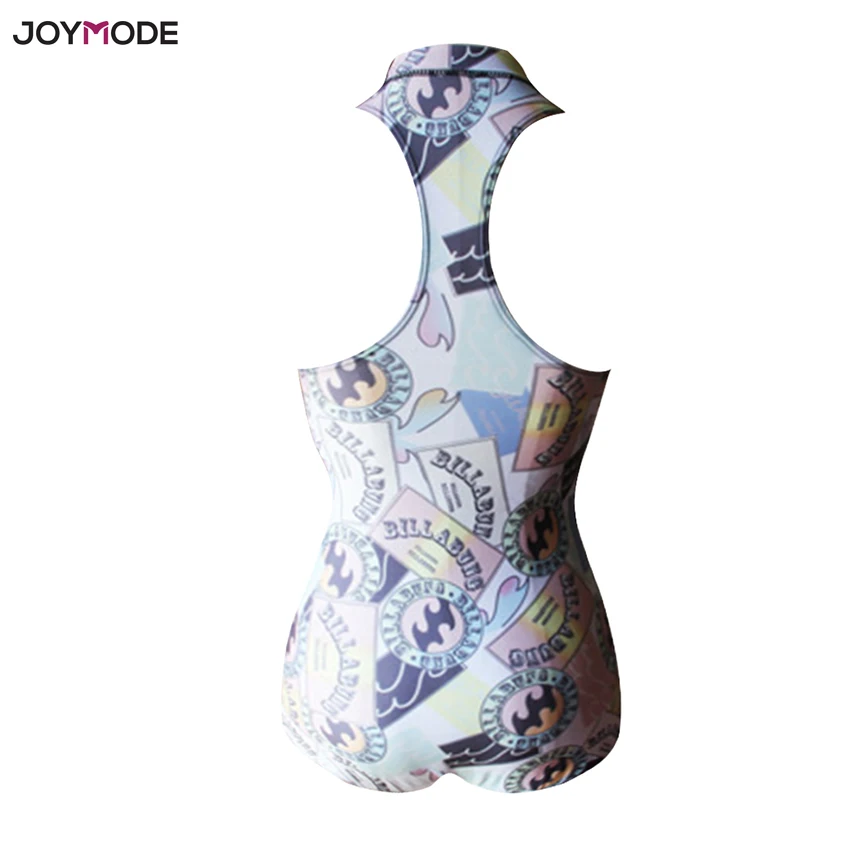JOYMODE Монокини, спортивный купальник, сдельный Купальник для женщин, на молнии, спереди, с подкладкой, купальный костюм, с принтом, пляжная одежда, комбинезон, боди
