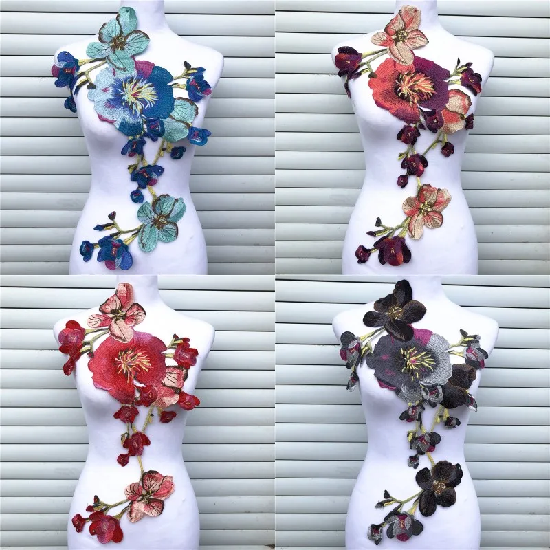 1 шт. большой цветок кружева вышитые декольте Воротник отделка одежды ткань
