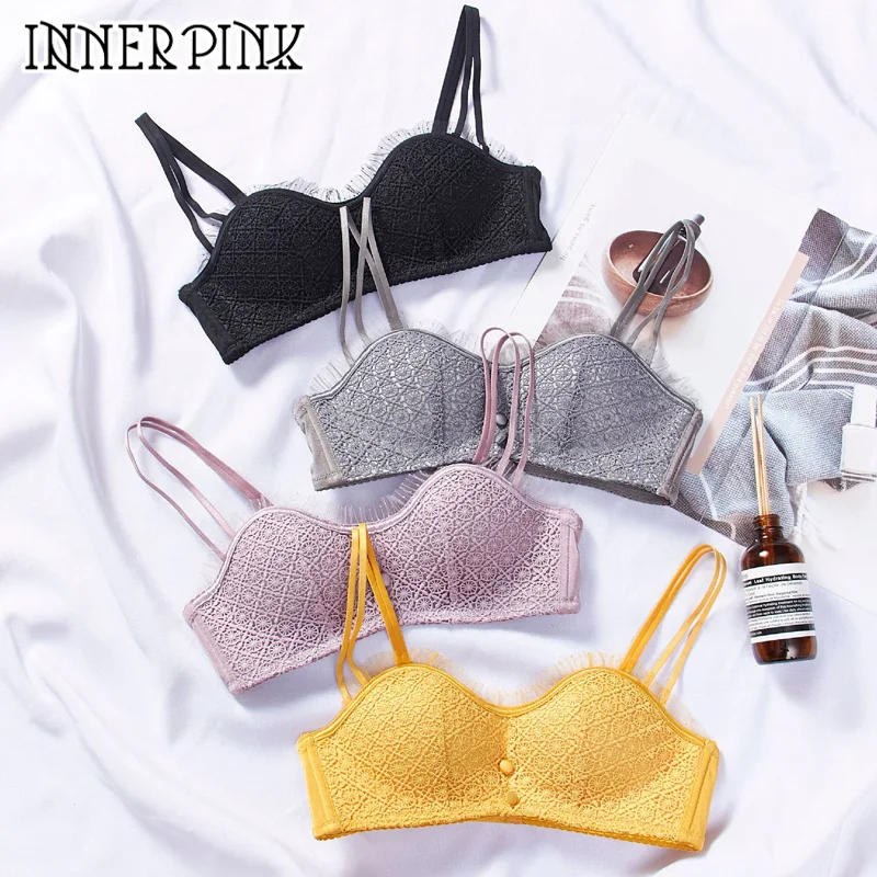 Внутренний розовый женский сексуальный кружевной бюстгальтер беспроводной пуш