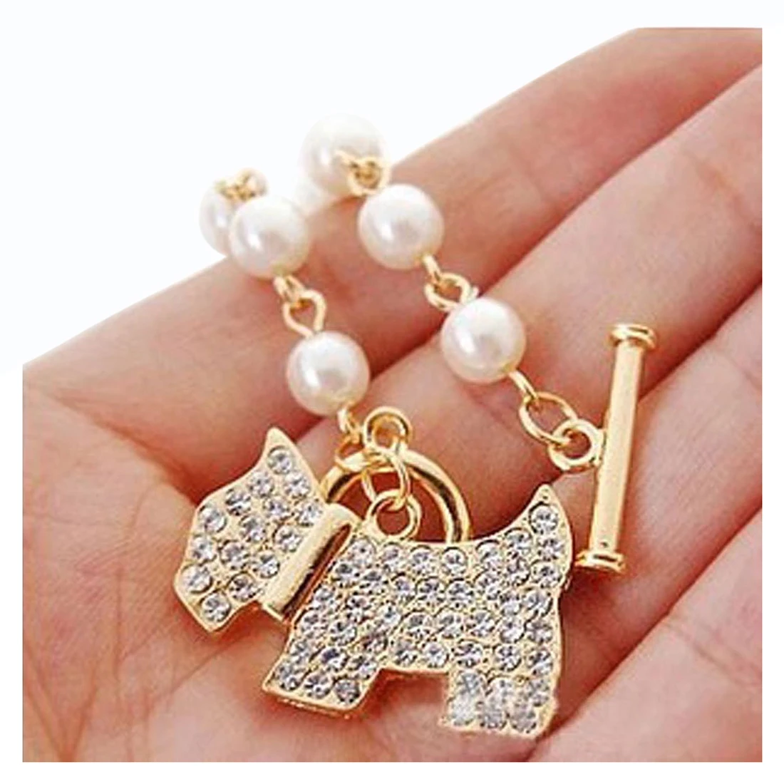 Искусственный жемчуг кристаллы собака кулон цепь соединение для подвески-шарма