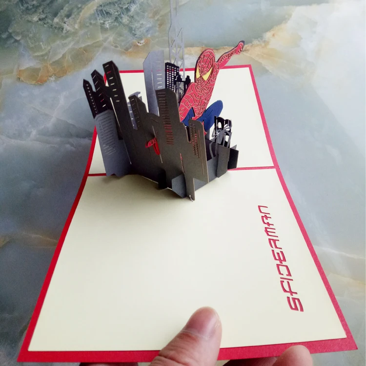Индивидуальные 3D стерео карты креативный подарок мультфильм Человек-паук на